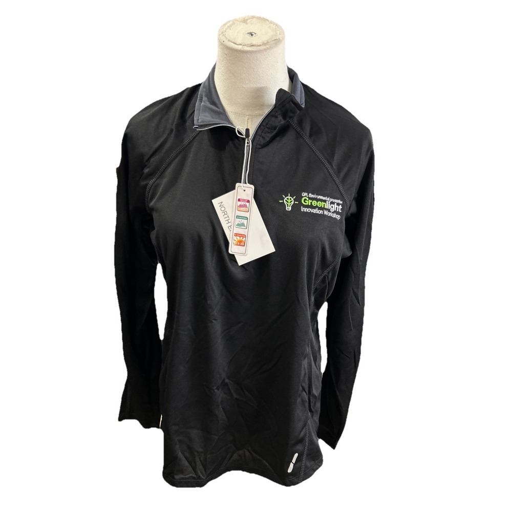 North End Polo Shirt Large Women's 1/4 Zip GFL Environmental Black Activewear